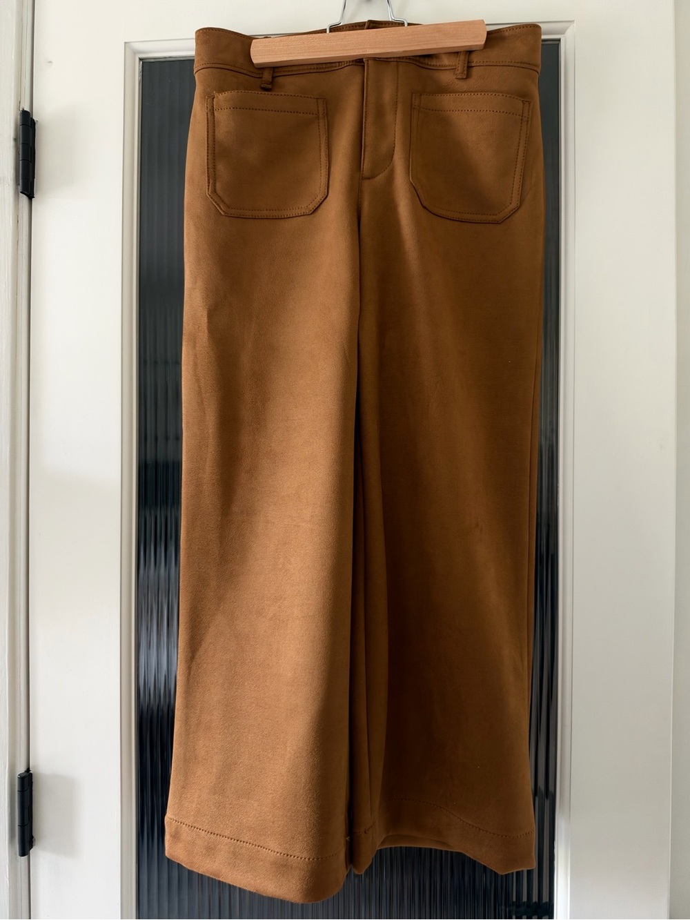 LOFT Palmer Wide-Leg Cropped Pants in Caramel Tan Suede, Size 6 Petite NWOT